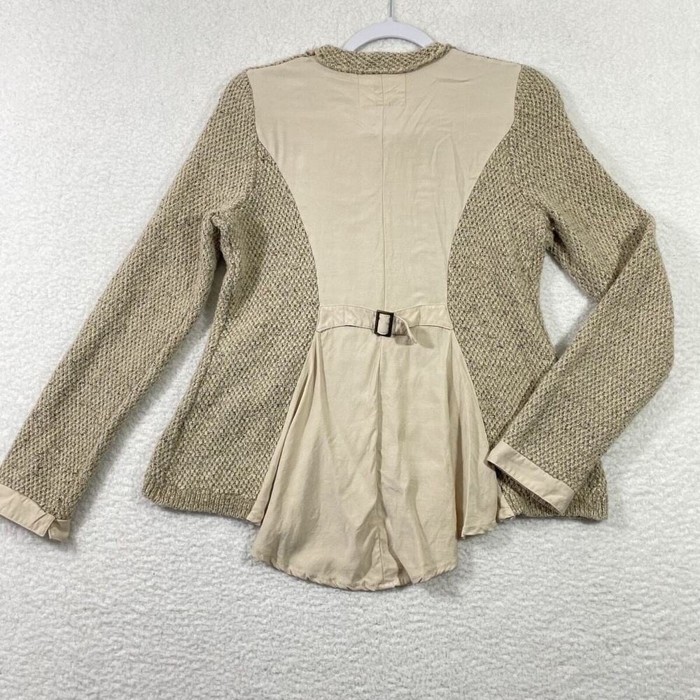 Anthropologie Tan and Cream Blazer with Peplum Flare
